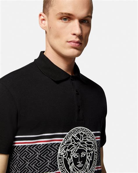 versace barrrocco medusa embroidered polo|Versace Medusa Embroidered Polo Shirt .